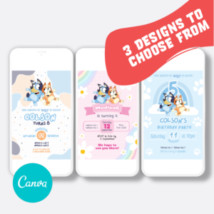 Bluey Editable Digital Invitation Bundle